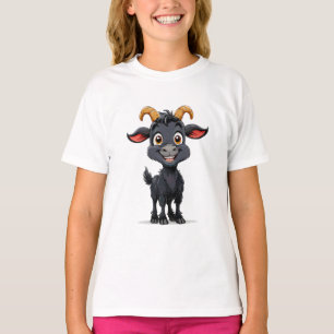 🐐✨ Süße Cartoon-Schwarze-Ziege-Kinder-Tier-Gesche T-Shirt