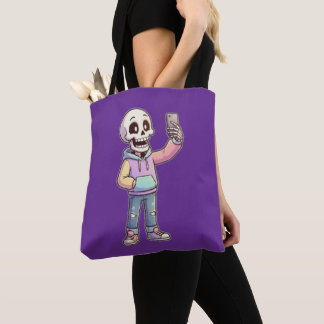 Süße Cartoon-Skelett-Selfie - Vollkörper-Trendstyl Tasche