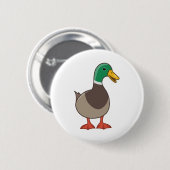 Süße Cartoon-Stockente Button (Vorne & Hinten)