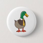 Süße Cartoon-Stockente mit Krawatte Button (Vorderseite)