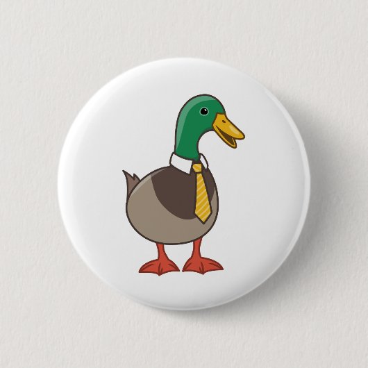 Süße Cartoon-Stockente mit Krawatte Button (Vorderseite)