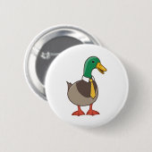 Süße Cartoon-Stockente mit Krawatte Button (Vorne & Hinten)