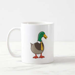 Süße Cartoon-Stockente mit Krawatte Kaffeetasse