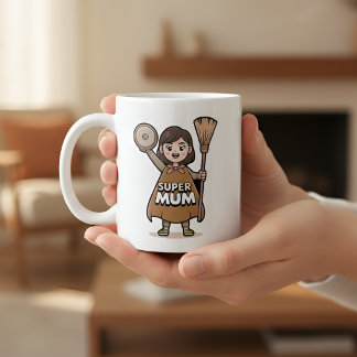 Süße Cartoon Super-Mama personalisierte Tasse