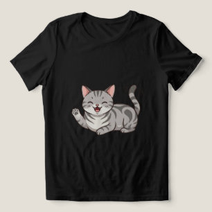 Süße Cartoon-Tabby-Katze winkt mit Pfote Kunst Tri-Blend Shirt