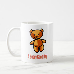 Süße Cartoon-Teddybär-Wortspiel-Illustration Kaffeetasse