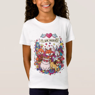 Süße Cartoon-Tiere Liebe & Glückliches T-Shirt