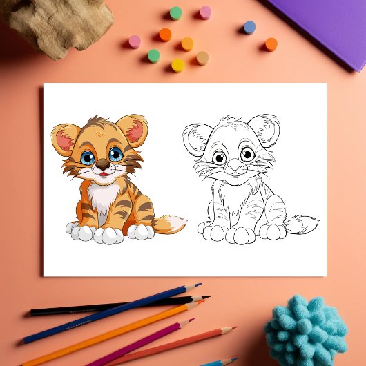 Süße Cartoon-Tiger-Malvorlage Flyer