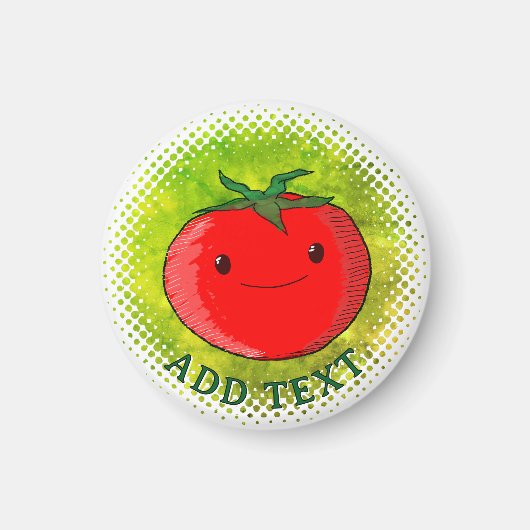 Süße Cartoon-Tomate Wasserfarbhintergrund Magnet (Vorne)