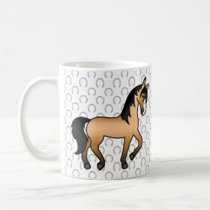 Süße Cartoon-Trab-Illustration eines Buckskin-Pfer Kaffeetasse
