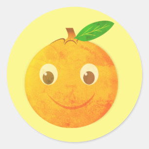 Süße Cartoon-Vintage-Orangen-Zeichnung Runder Aufkleber