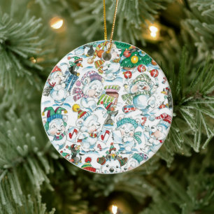 Süße Cartoon-Weihnachts-Eis-Polarbär-Pinguin-Party Keramik Ornament