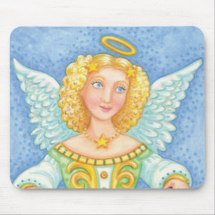Süße Cartoon-Weihnachts-Engel-Heiligenschein mit F Mousepad