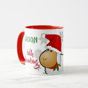 Süße Cartoon-Weihnachtsmann-Schaf-Bah-Humbug-Weihn Tasse