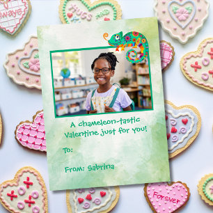 Süße Chamäleon-Kinder Klassenzimmer Valentinstag  Mitteilungskarte