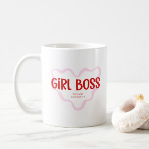 Süße Chefin Pink und Rot Benutzerdefinierter Name Kaffeetasse
