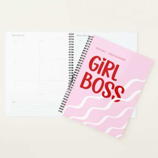Süße Chefin Pink und Rot Monogramm Jahr Planer (Anzeige)