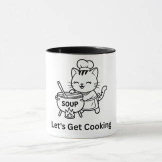 Süße Chefkatze kocht Suppe Foodie Kunst Tasse