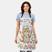 Süße Chefkatze Wasserfarben Schürze – Whimsical Ki (Getragen)