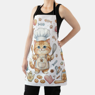 Süße Chefkatze Wasserfarben Schürze – Whimsical Ki