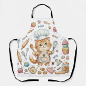 Süße Chefkatze Wasserfarben Schürze – Whimsical Ki (Vorderseite)