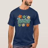 Süße Chenille-Patch Retro-Blumen-Lehrerin T-Shirt (Vorderseite)