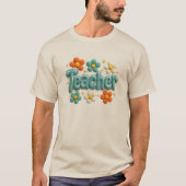 Süße Chenille-Patch Retro-Blumen-Lehrerin  T-Shirt (Vorderseite)