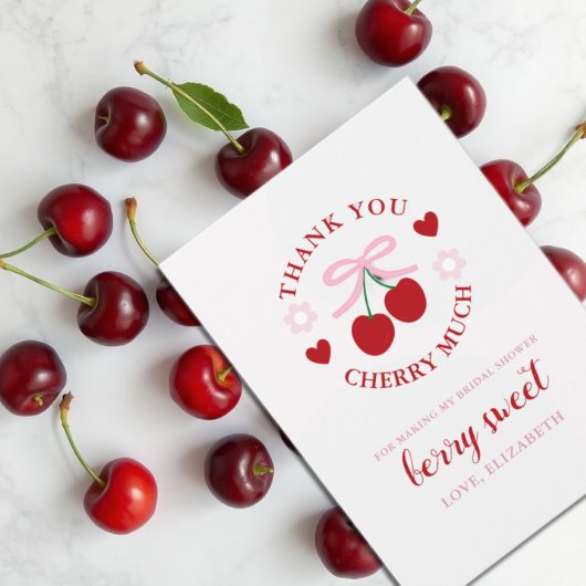 Süße Cherry Hochzeitsdusche Dankeskarte