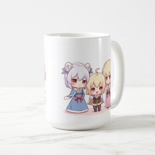 Süße Chibi-Cosplay-Truppe Kaffeetasse (VorderseiteRechts)