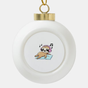 Süße Chibi-Faultier hört Musik � Cute Relax Keramik Kugel-Ornament