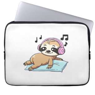 Süße Chibi-Faultier hört Musik � Cute Relax Laptopschutzhülle
