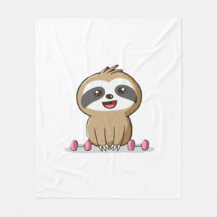 Süße Chibi-Faultier-Workout � Lustiges Kawaii-Gym- Fleecedecke