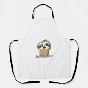 Süße Chibi-Faultier-Workout � Lustiges Kawaii-Gym- Schürze