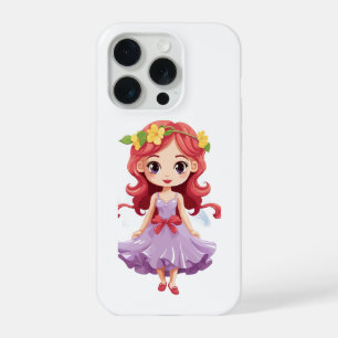 Süße Chibi-Fee Prinzessin Lila Kleid iPhone 15 Pro Hülle