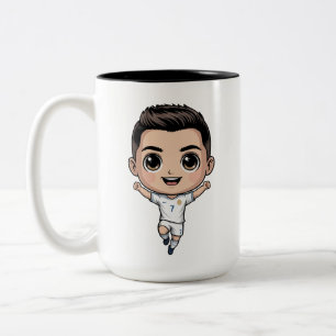 Süße Chibi-Fußballspieler-Tasse – Cartoon Fußball Zweifarbige Tasse