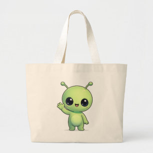 Süße Chibi-Grün-Alien-Tragetasche – Kawaii Weltrau Jumbo Stoffbeutel