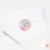 Süße Chibi Grün Haar Runder Aufkleber (Umschlag)