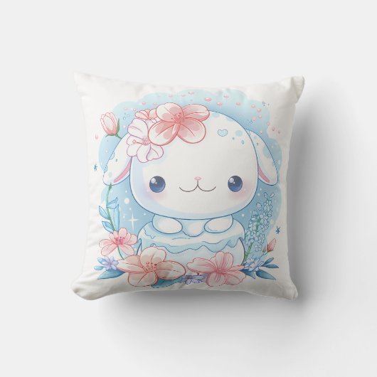 Süße Chibi-Hasen-Illustration Kissen (Vorderseite)