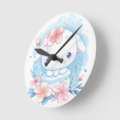Süße Chibi-Hasen-Illustration Runde Wanduhr (Winkel)
