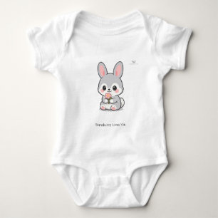 Süße Chibi-Hasenkaninchen mit Blumen personalisier Baby Strampler