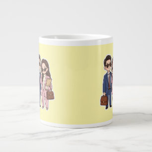 Süße Chibi K-Drama Anwalt Paar Kaffeetasse Jumbo-Tasse