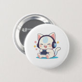 Süße Chibi-Katzen-Gaming-Headsets Tragbare Konsole Button (Vorne & Hinten)