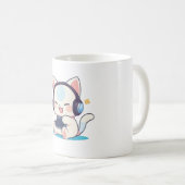 Süße Chibi-Katzen-Gaming-Headsets Tragbare Konsole Kaffeetasse (VorderseiteRechts)