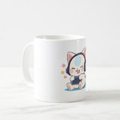 Süße Chibi-Katzen-Gaming-Headsets Tragbare Konsole Kaffeetasse (Vorderseite Links)
