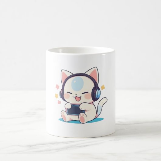 Süße Chibi-Katzen-Gaming-Headsets Tragbare Konsole Kaffeetasse (Mittel)