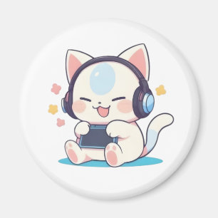 Süße Chibi-Katzen-Gaming-Headsets Tragbare Konsole Magnet