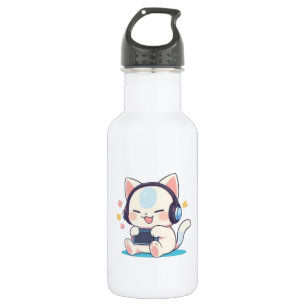 Süße Chibi-Katzen-Gaming-Kopfhörer Tragbare Konsol Edelstahlflasche