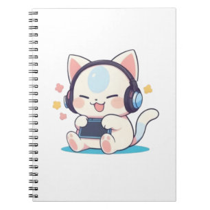 Süße Chibi-Katzen-Gaming-Kopfhörer Tragbare Konsol Notizblock