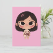 Süße Chibi-Mädchen Kawaii-Grußkarte Karte (Stehend Vorderseite)