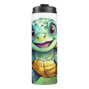 Süße Chibi-Meereschildkröte unter dem Meer Thermosbecher